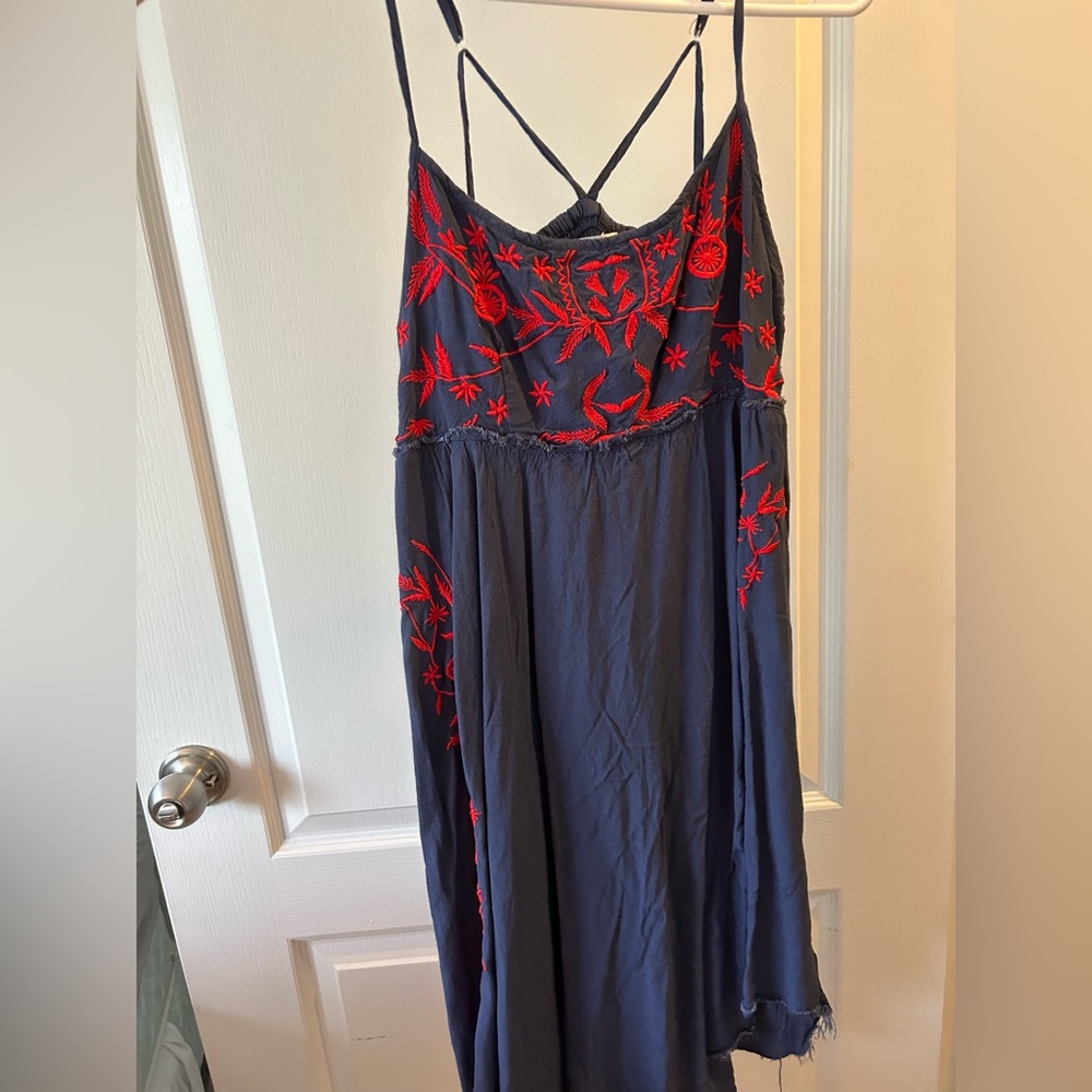 Blue and red dress